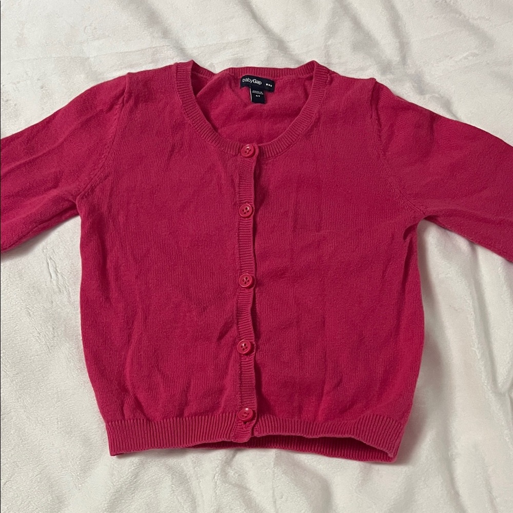GAP Baby Hot Pink Knit Crewneck Cardigan